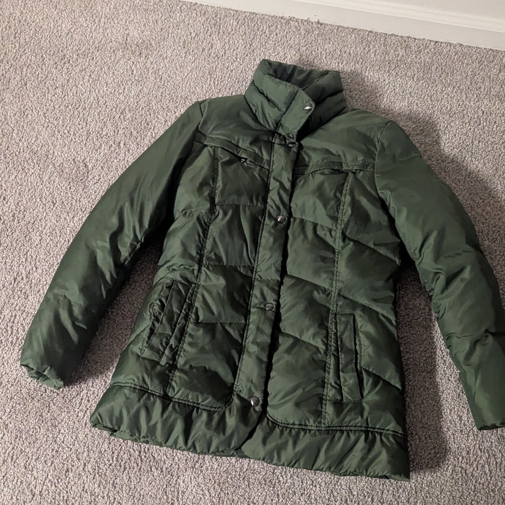 Marc New York Olive Puffer Coat with Coyote Fur Trim